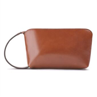 9380 Women Solid Color Coin Purse Top Layer Cowhide Clutch Small Zipper Bag