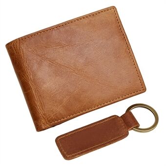 2054 Business Style RFID Blocking Top Layer Cowhide Men Card Holder Bifold Short Wallet