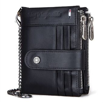 BP896 Large RFID Blocking Wallet Full Grain Cowhide Leather Card Pouch Multifunction Zipper Design Cash Holder
