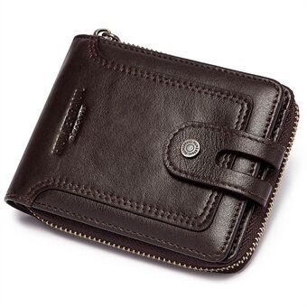 HUMERPAUL BP948-s Vintage Coin Purse RFID Blocking Card Bag Men Top Layer Cowhide Short Wallet with Zipper Pocket