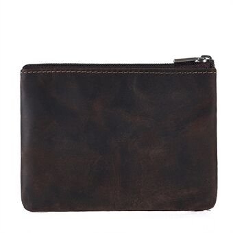 K180 Top Layer Cowhide Leather Coin Purse Card Holder Crazy Horse Texture Retro Small Wallet with Key Ring