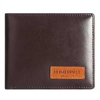 HUMERPAUL BP995 RFID Blocking Retro Top Layer Cowhide Men Bi-fold Short Wallet Coin Card Holder Compatible with AirTag