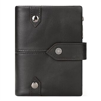 HUMERPAUL BP962-M Zipper Pocket Design Top Layer Cowhide RFID Blocking Card Bag Coin Purse Snap Button Short Wallet