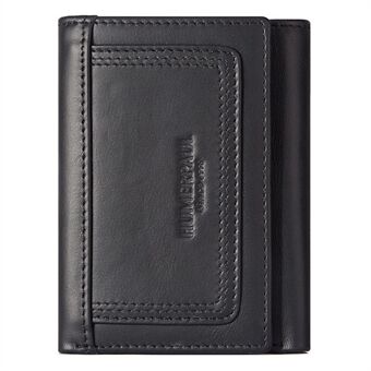 BP992 Top Grain Leather Billfold RFID Blocking Wallet Coin Pocket with Multiple Card Slots