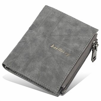 BAELLERRY DR056 Men Short Style PU Leather Bifold Coin Wallet Card Holder with Zipper Pocket Design