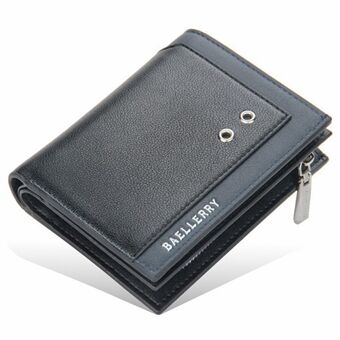 BAELLERRY D2352 PU Leather Cash Card Holder Zipper Coin Purse Men Short Wallet
