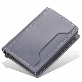 BAELLERRY K9140 Automatic Pop Up Aluminum Alloy Card Case RFID Blocking PU Leather Credit Card Holder Wallet
