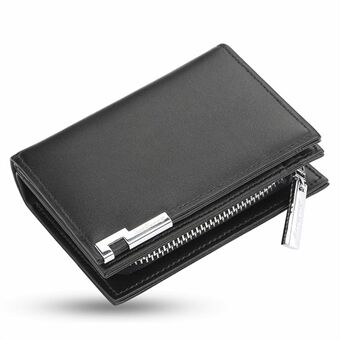 BAELLERRY 1102 Men Solid Color Short Wallet Zipper Pocket Design PU Leather Coin Cards Storage Bag