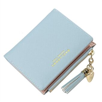 BAELLERRY DR028 Cross Texture PU Leather Women Short Wallet Tassel Zipper Design Cards Cash Holder Purse