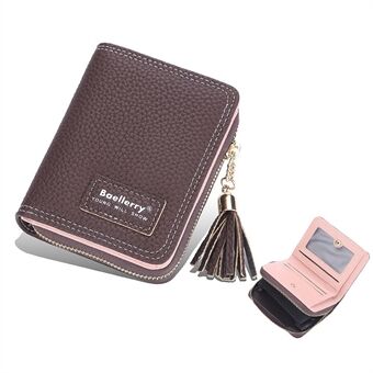 BAELLERRY N1858 Stylish PU Leather Women Short Wallet Zipper Pocket Design Cards Cash Holder Purse