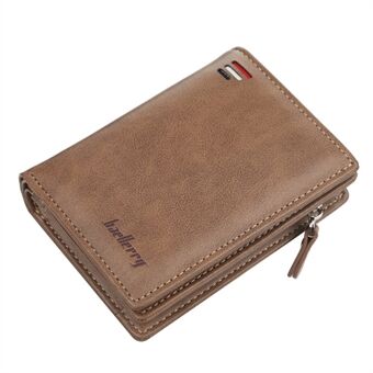 BAELLERRY D3216 Men Snap Button Cash Card Holder PU Leather Zipper Coin Purse Short Wallet