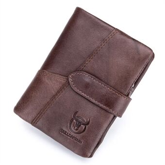 BULLCAPTAIN 01 Vertical Top Layer Cowhide Men Wallet Detachable Zipper Pocket Design Coins Cards Cash Holder Bag