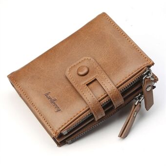 BAELLERRY D3206 Men Short Wallet with Dual Zipper Pocket PU Leather Coin Card Holder Cash Storage Bag