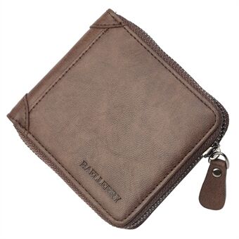 BAELLERRY D9250 Retro PU Leather Men Zipper Folding Wallet Coins Cards Cash Holder Bag
