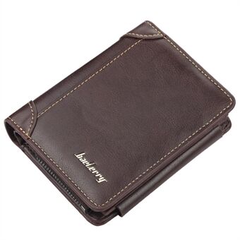 BAELLERRY D9159 PU Leather Zipper Pocket Design Men Tri-fold Wallet Coins Cards Cash Carrying Bag