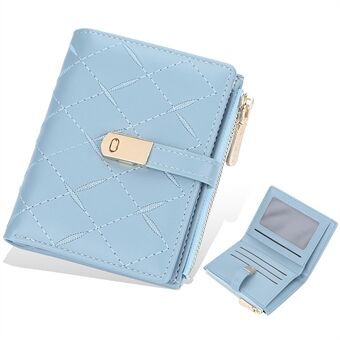 BAELLERRY N8628 PU Leather Embroidered Women Short Wallet Zipper Pocket Design Cards Cash Holder Purse