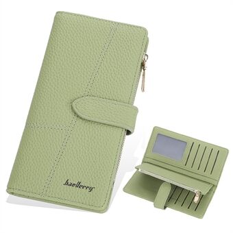 BAELLERRY N2367 Women Clutch Stitching Line Litchi Texture PU Leather Long Wallet with Zipper Pocket