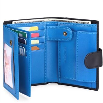 SENDEFN 5241 Genuine Cowhide Leather Wallets with Push Button Trifold Wallet Cards Cash Storage Bag for Men, Women