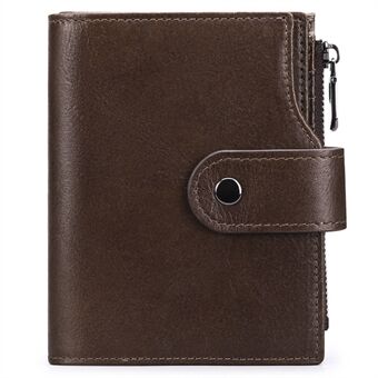 5248 Men\'s Wallet Vintage Genuine Cowhide Leather RFID Blocking Card Pouch Billfold Zipper Coin Purse