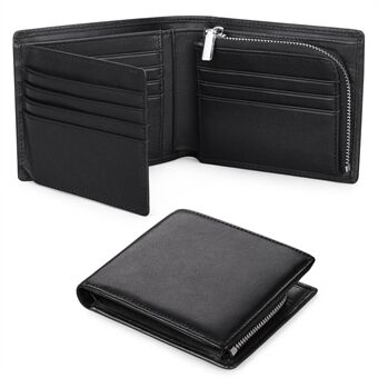 5244 Large Capacity Cowhide Leather Wallets with Multi Slots Folding Zippered Wallet Cards Cash Storage Pouch for Lover, Friends, Family