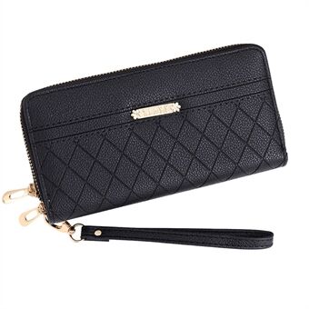TEAYY SLW-105 Stylish Women PU Leather Dual Zipper Clutch Bag Cards Cash Phone Holder Purse