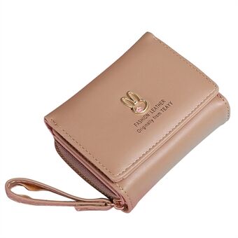 TEAYY XLL-108 PU Leather Women Coin Purse Zipper Pocket Design Folding Short Wallet Cards Cash Holder