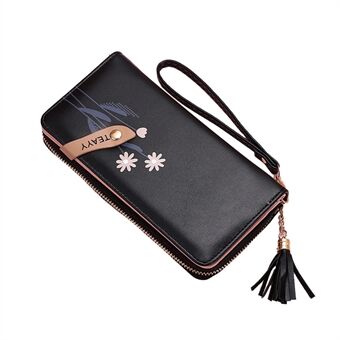 TEAYY DCK-900 Hasp Design Multiple Card Slots Flower Print PU Leather Zipper Long Purse Women Clutch Cellphone Wallet