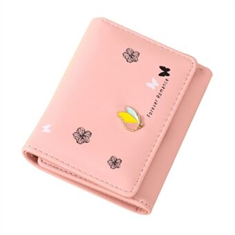 TEAYY AZ-103 Flower Pattern Decor Women Tri-fold Short Wallet PU Leather Card Holder Coin Purse Billfold