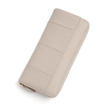 ZS-BO211-2 Litchi Texture Cowhide Leather Zipper Wallet RFID Blocking Organ Card Holder Long Purse Women Clutch