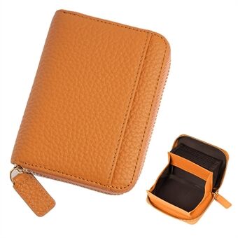 ZS-BO226-4 Women Short Wallet RFID Blocking Cowhide Leather Organ Card Holder Bag Zipper Coin Purse