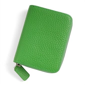 ZS-BO226 RFID Blocking Cowhide Leather Organ Card Holder Bag Zipper Coin Purse Women Short Wallet