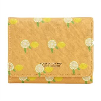 FFY FY19022-8 Lemon Pattern Women Short Wallet Tri-fold PU Leather Card Holder Pouch Cash Coin Storage Bag