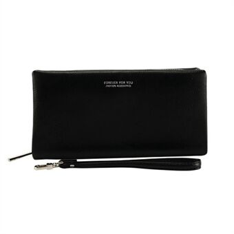 FFY FY2106-3 Long Wallet for Women, Zipper Design PU Leather Wrist Bag Clutch Purse