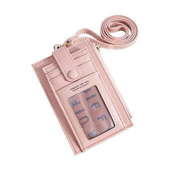 FOREVER FOR YOU FY1022-50 PU Leather Bi-fold Cards Holder Bag Multi Card Case Zipper Pocket Wallet with Shoulder Strap