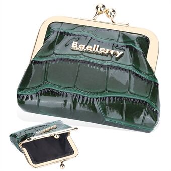 BAELLERRY N2376 Vintage Kiss Lock Coin Purse Women Glossy Crocodile Texture PU Leather Mini Wallet