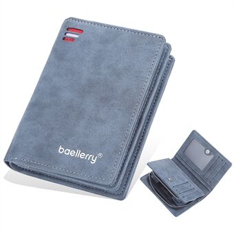 BAELLERRY D3241 Frosted PU Leather Zipper Pocket Design Men Short Wallet Coins Cards Cash Carrying Bag