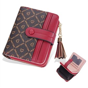 BAELLERRY N1860 Stylish PU Leather Contrast Color Women Short Wallet Zipper Pocket Design Cards Cash Holder Purse