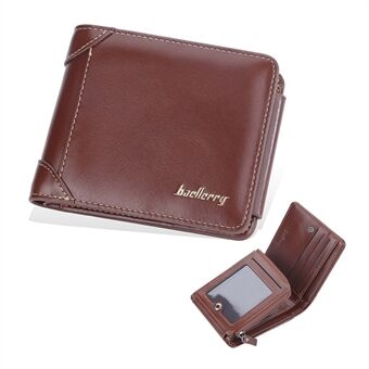 BAELLERRY D9190 Horizontal Tri-fold Short Wallet PU Leather Card Holder Pouch Zipper Coin Purse