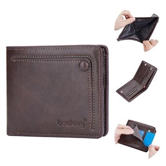BAELLERRY D3243 PU Leather Bifold Wallet Short Horizontal Wallet Zipper Card Case Holder Card Organizer