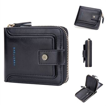 BAELLERRY D9255 PU Leather Zipper Wallet Short Zip-around Bifold Wallet Purse Multi Card Slots Storage Case
