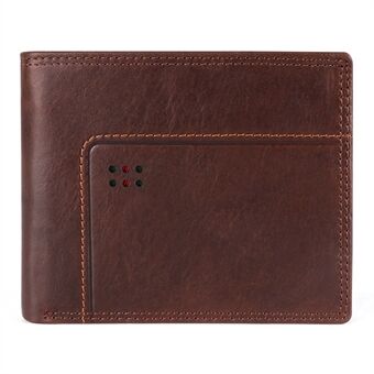 2100 Men RFID Blocking Crazy Horse Texture Cowhide Leather Business Style Horizontal Short Wallet
