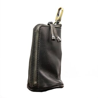 SG642 Vintage Style Genuine Leather Coin Purse Small Zipper Cash Pouch Wallet with Key Ring