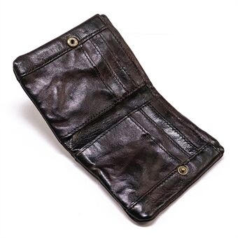 SG716 Vegetable Tanned Cowhide Leather Retro Bi-fold Men Short Wallet Zipper Pocket Design Cards Cash Coins Holder Bag