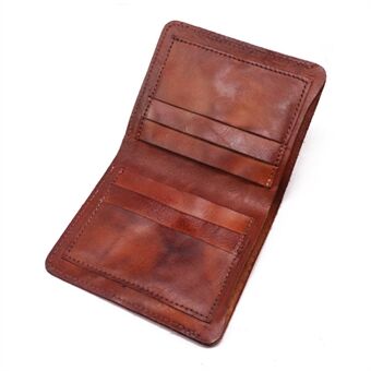 SG724 Top Layer Cowhide Leather Vintage Bi-fold Short Wallet Men Cash Cards Storage Bag