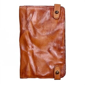 SG828 Multiple Card Slots Long Wallet Zipper Pocket Design Cellphone Purse Men Retro Wrinkled Top Layer Cowhide Leather Clutch