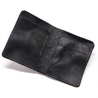 SG721 Minimalist Top Layer Cowhide Leather Slim Bi-fold Short Wallet Men Cash Cards Storage Bag