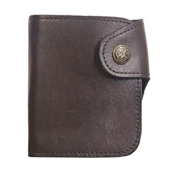 SG735 Bi-fold Short Wallet Vintage Wrinkled Top Layer Cowhide Leather Cash Cards Storage Bag with Zipper Pocket
