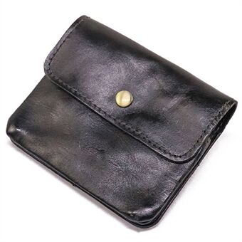 SG718 Mini Coin Purse with Zipper Pocket Retro Wrinkled Top Layer Cowhide Leather Cash Card Holder Bag