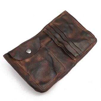 SG625 Cowhide Leather Short Wallet Change Bag Mini Vintage Purse Storage Bag Multiple Card Holder