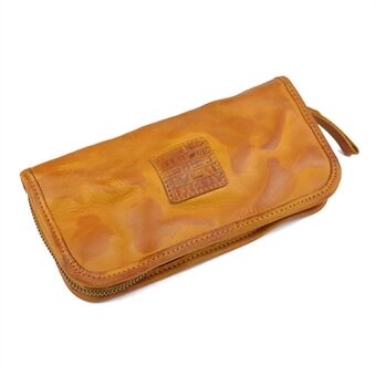 ZR002 Vintage Top Layer Cowhide Leather Wallet Clutch Bag Long Zipper Card Holder Coin Purse Bussiness Multifunctional Wallet